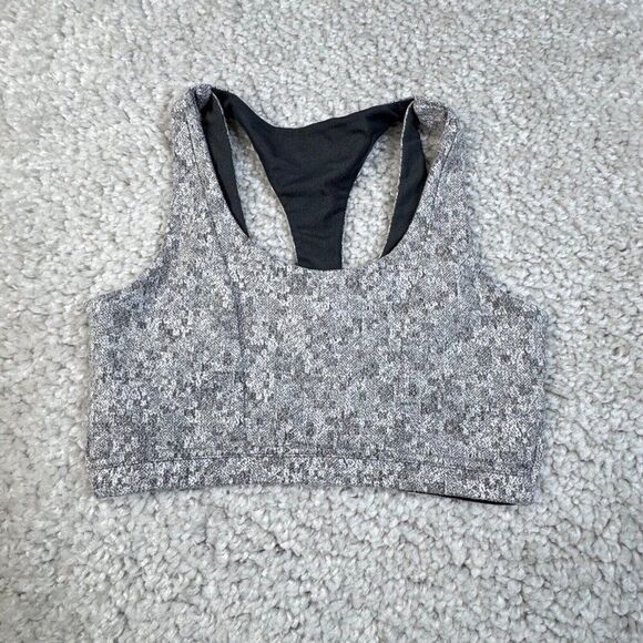 Gymshark Fleur Texture Sports Bra Charcoal Marled Gray - Picture 2 of 10